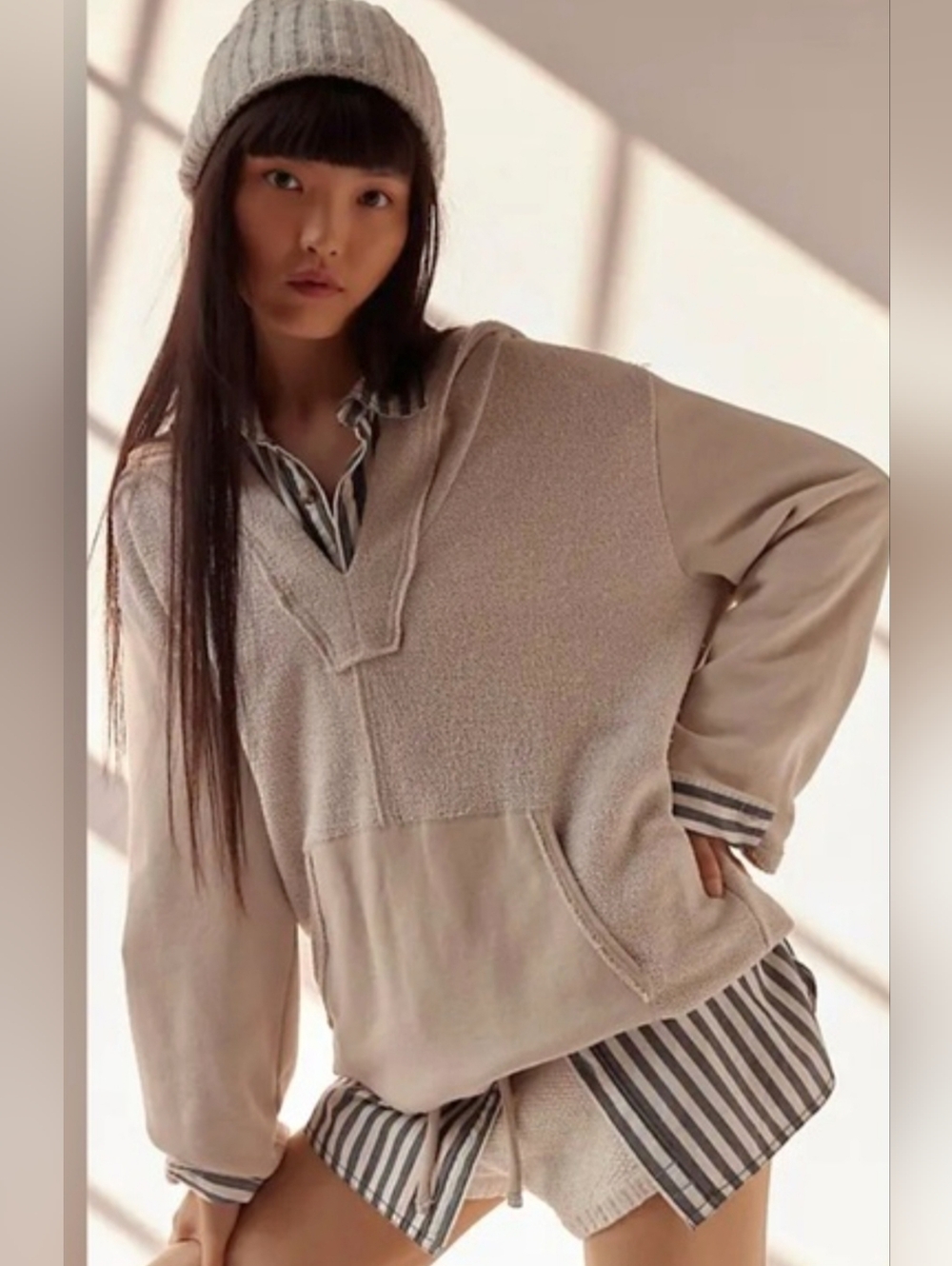 Free People Free-Est - Raven Pullover Hoodie Sweatshirt In Beige